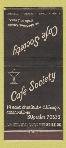 Matchbook Cover - Cafe Society Chicago IL 30 Stick
