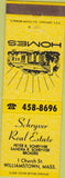 Matchbook Cover - Schryver Real Estate Williamstown MA yellow