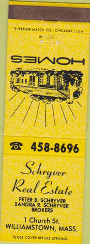 Matchbook Cover - Schryver Real Estate Williamstown MA yellow