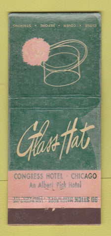 Matchbook Cover - Glass Hat Congress Hotel Chicago IL WORN 30 Stick