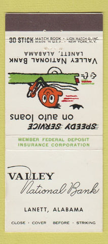 Matchbook Cover - Valley National Bank Lanett AL 30 Stick