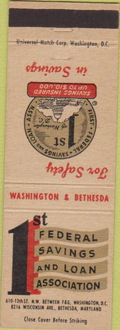 Matchbook Cover - First Federal Savings Loan Bethesda MD