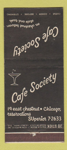 Matchbook Cover - Cafe Society Chicago IL 30 Stick