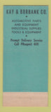 Matchbook Cover - Kay & Burbank Los Angeles CA auto parts 30 Stick