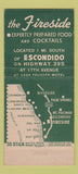 Matchbook Cover - The Fireside Restaurant Escondido CA 30 Stick