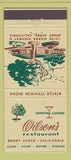 Matchbook Cover - Wilson's Restaurant Shady Acres CA 30 Stick