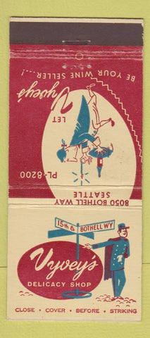 Matchbook Cover - Vyvey's Deli Shop Seattle WA 30 Stick