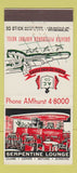 Matchbook Cover - Pittsburgh PA Airport Hotel Serpentine Lounge 30 Stick