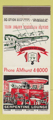 Matchbook Cover - Pittsburgh PA Airport Hotel Serpentine Lounge 30 Stick