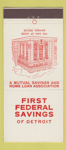 Matchbook Cover - First Federal Savings Detroit MI 30 Stick