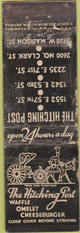 Matchbook Cover - Hitching Post Cheesburgers Chicago? IL feature WORN