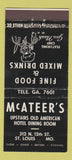 Matchbook Cover - McAteer's Restaurant St Louis MO 30 Stick