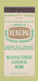 Matchbook Cover - Manufacturers National Bank Detroit MI WEAR 30 Stick