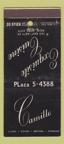 Matchbook Cover - Camillo Restaurant New York City  30 Stick