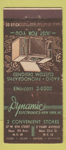 Matchbook Cover - Dynamic Electronics New York City 30 Stick