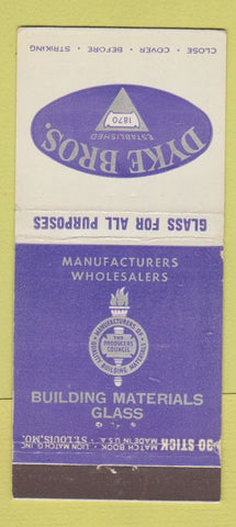 Matchbook Cover - Dyke Bross Glass Building Materias 30 Stick
