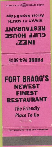 Matchbook Cover - Inez Cliff House Restaurant Fort Bragg CA
