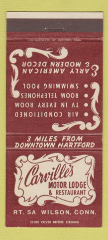 Matchbook Cover - Carville's Motor Lodge Wilson CT 30 Strike