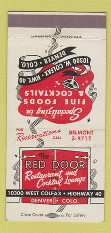 Matchbook Cover - Red Door Restaurant Denver Colorado Colfax 30 Strike