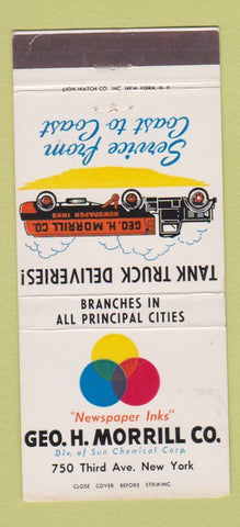 Matchbook Cover - Geo Morrill Newspaper Inks New York City 30 Strike