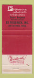 Matchbook Cover - Fridrich Refrigerators San Antonio TX 30 Strike