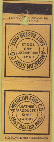 Matchbook Cover - American Leather Products Shoes East Boston MA WEAR