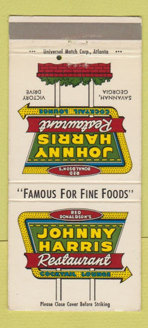 Matchbook Cover - Johnny Harris Restaurant Savannah GA 30 Strike