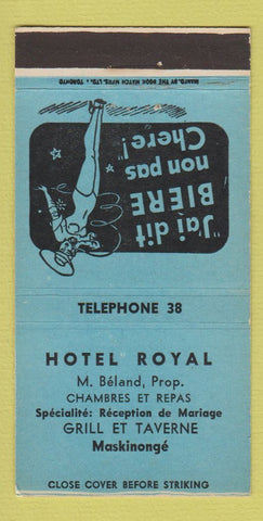 Matchbook Cover - Hotel Royal Maskinonge QC BLUE 30 Strike