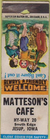 Matchbook Cover - Matteson's Cafe Jesup IA WEAR hillbilly