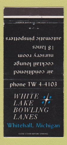 Matchbook Cover - White Lake Bowling Lanes Whitehall MI 30 Strike