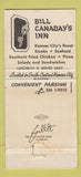Matchbook Cover - Bill Canaday's Inn Kansas City MO 30 Strike