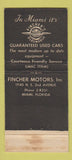 Matchbook Cover - Fincher Motors Oldsmobile Miami FL 21 Strike Feature