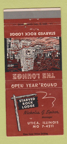 Matchbook Cover - Starved Rock Lodge Utica IL 30 Strike