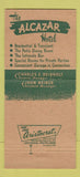 Matchbook Cover - Alcazar Hotel Cleveland Heights OH 30 Strike