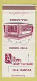 Matchbook Cover - Allen County State Bank Iola KS 30 Strike
