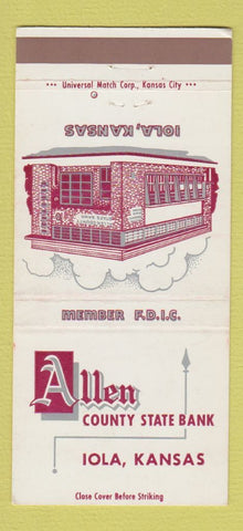 Matchbook Cover - Allen County State Bank Iola KS 30 Strike