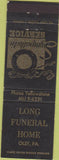 Matchbook Cover - Long Funeral Home Oley PA
