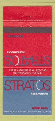 Matchbook Cover - Stratos Restaurant Montreal QC 30 Strike