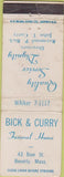 Matchbook Cover - Bick  and  Curry Funeral Home Beverly MA WEAR