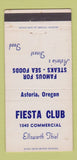 Matchbook Cover - Fiesta Club Ellsworth Thiel Astoria OR 30 Strike