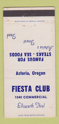 Matchbook Cover - Fiesta Club Ellsworth Thiel Astoria OR 30 Strike