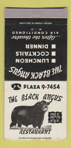 Matchbook Cover - The Black Angus Restaurant New York City 30 Strike