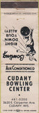 Matchbook Cover - Cudahy Bowling WI WORN