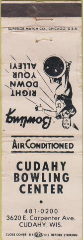 Matchbook Cover - Cudahy Bowling WI WORN