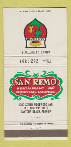Matchbook Cover - San Remo Restaurant Daytona Beach FL 30 Strike