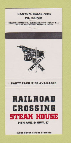 Matchbook Cover - Railroad Crossing Steak House Canyon TX 30 Strike