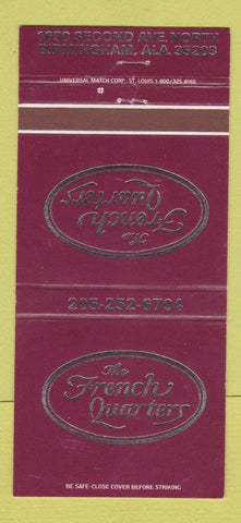 Matchbook Cover - The French Quarter Birmingham AL 30 Strike