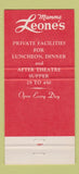 Matchbook Cover - Mamma Leone's Restaurant New York City lion 30 Strike