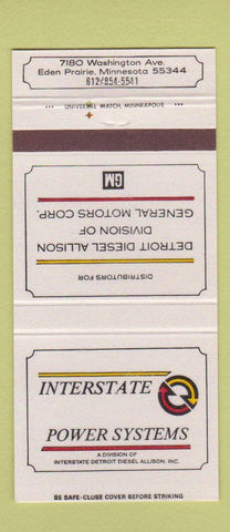 Matchbook Cover Detroit Diesel Allison General Motors Eden Prairie MN 30 Strike