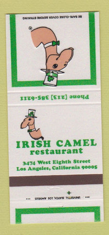 Matchbook Cover - Irish Camel Restaurant Los Angeles CA 30 Strike